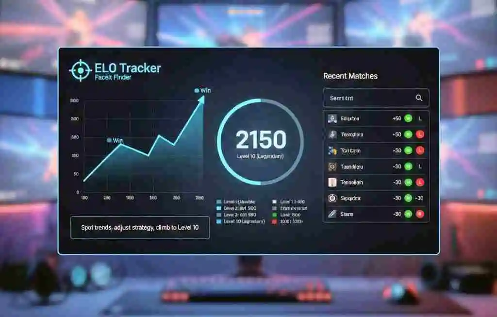 Track your ELO with Faceit Finder tool for CS2, CSGO stats & player comparison